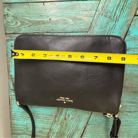 Kate Spade Triple Gusset Crossbody Handbag Black Pebble Leather $279 - Picture 6 of 13